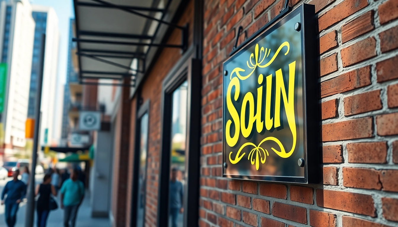 Engaging sign design displayed in an urban setting, highlighting creativity and vibrant colors.