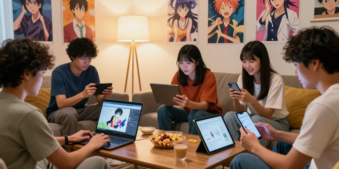 Pengalaman menonton animeplay bersama teman-teman di ruang tamu yang nyaman.