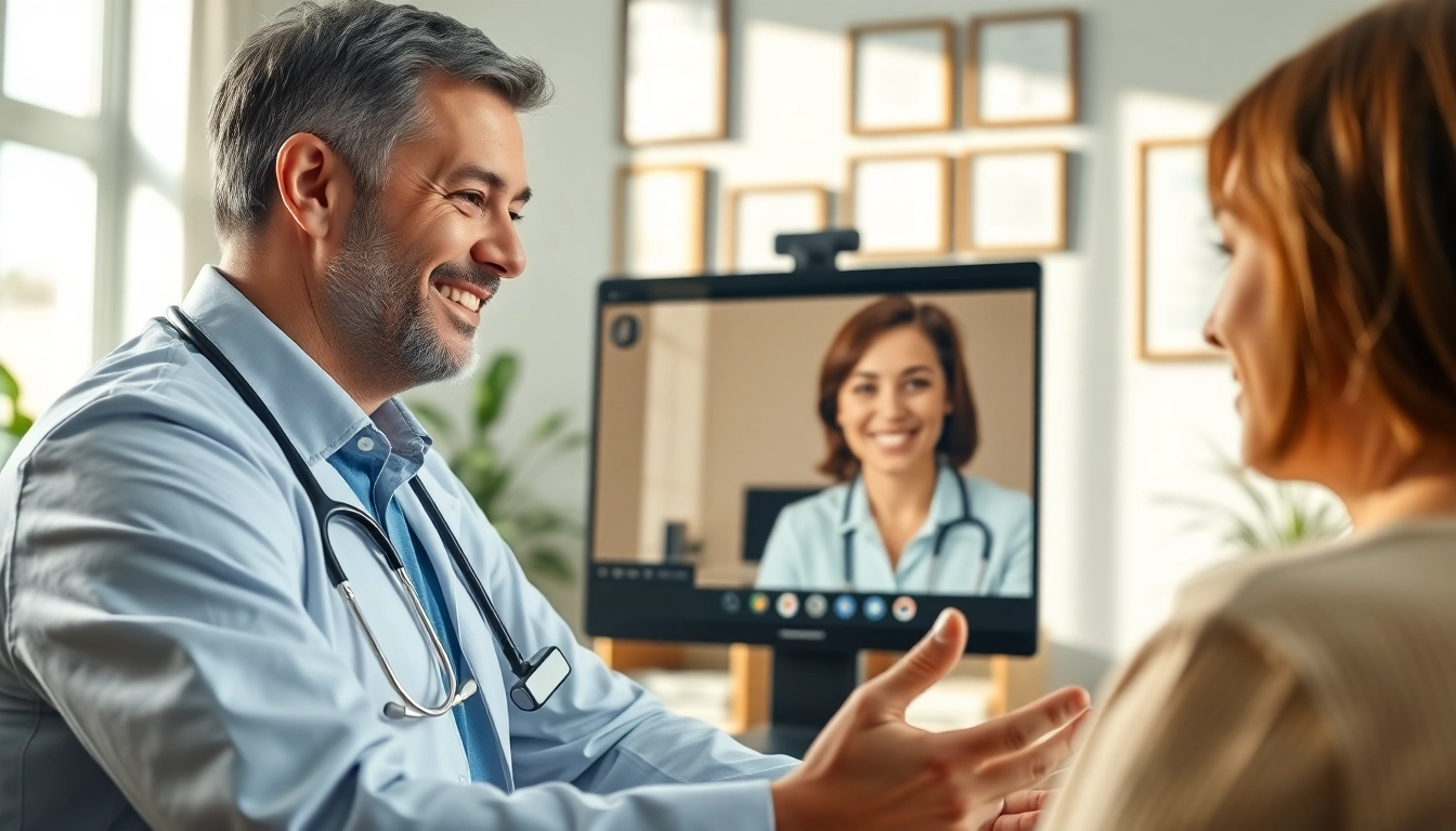 Engage with an online doctor visit without insurance in a warm home office setting.