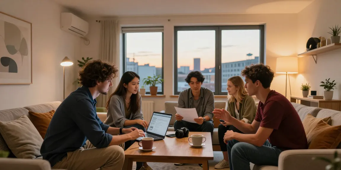 Gemütliche Monteurwohnung Hannover für Arbeiter mit modernen Möbeln und Stadtblick.