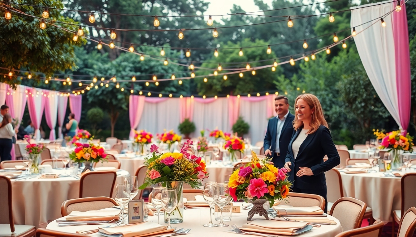 Enjoy stunning event rentals setup with elegant decor and unique floral arrangements.