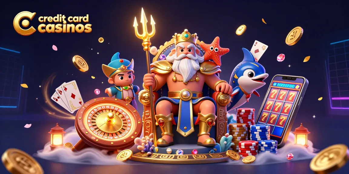 Experience the excitement of credit card casinos with vibrant characters in an energetic casino scene.