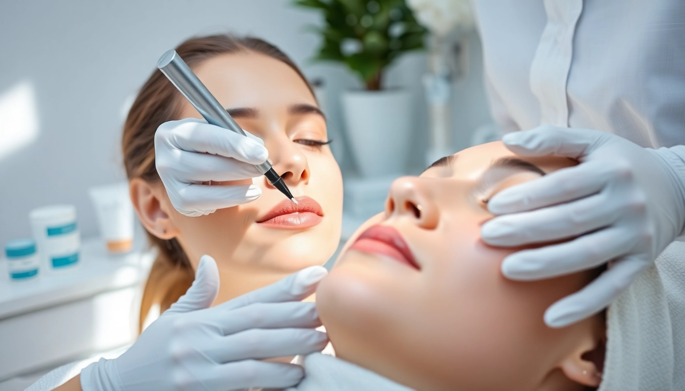 Treatment of Chemical peel Queens NY, showcasing a skin care expert in a calm clinic setting.