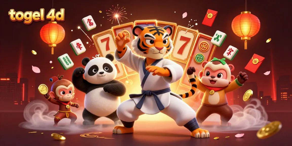 Experience the excitement of togel 4d with animated characters celebrating wins in this vibrant casino illustration.