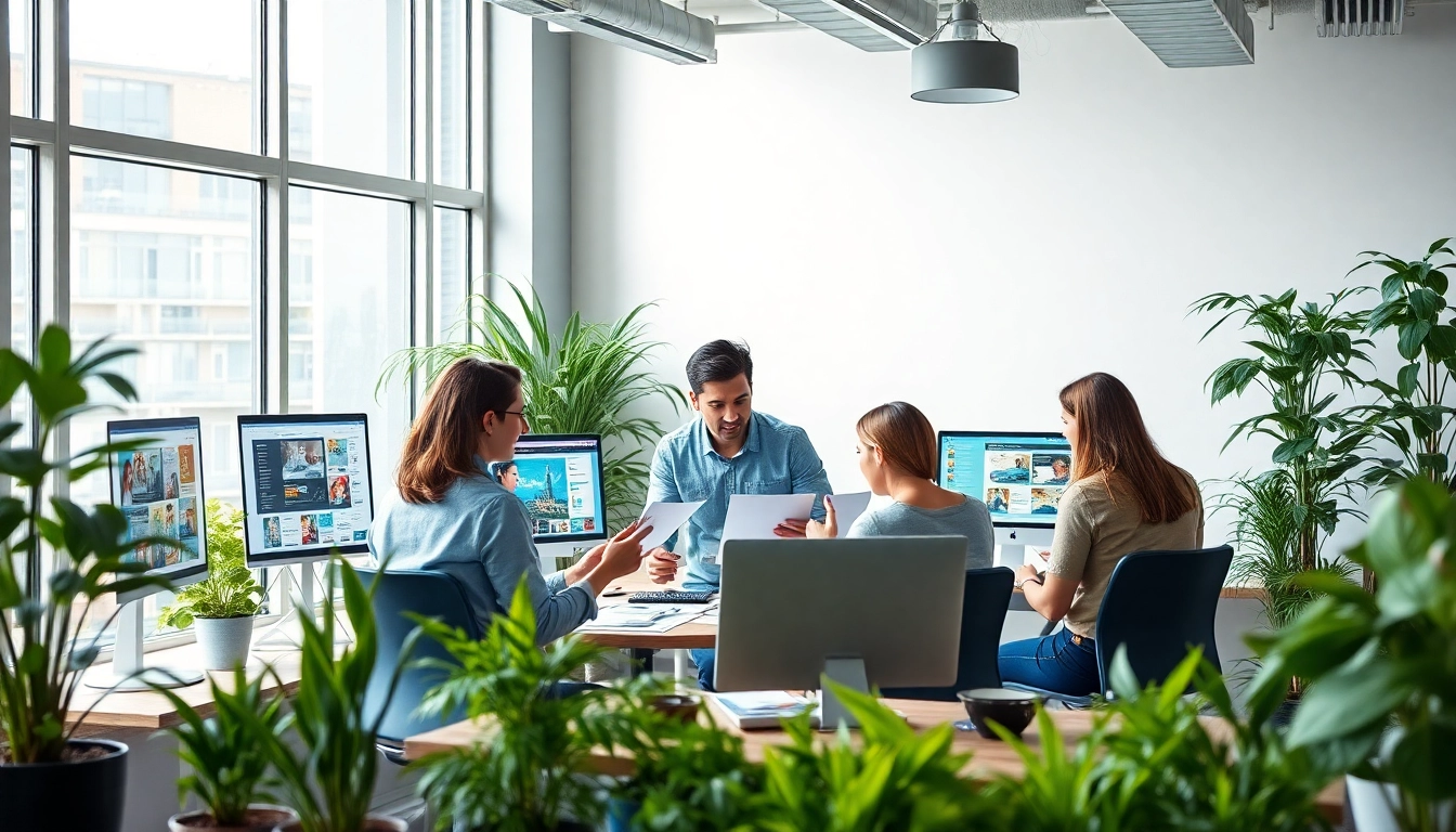 Showcasing web design edmonton professionals collaborating on innovative projects in a bright office.