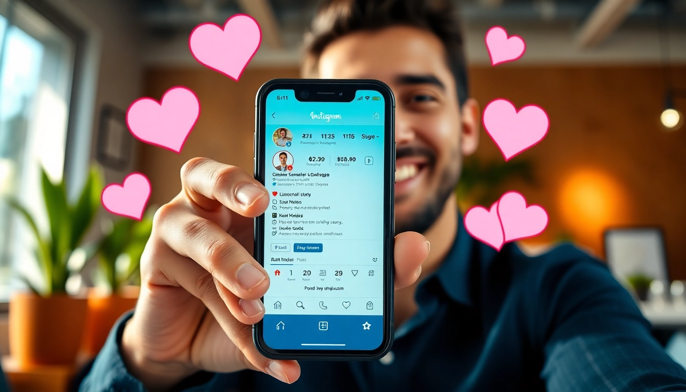 インスタ いいね 購入を反映したスマートフォンを持つインフルエンサーの画像