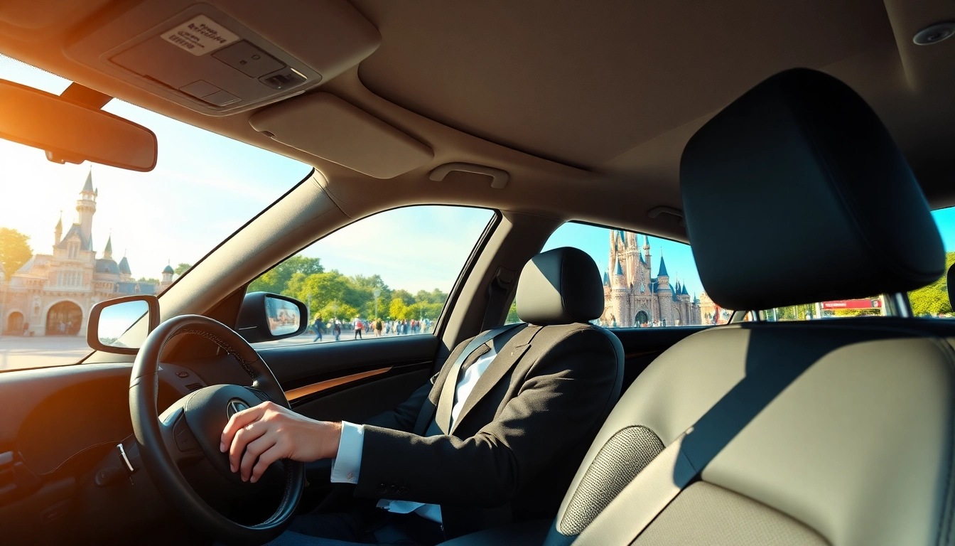Experience seamless Disneyland Paris airport transfer services with a smiling driver and a stylish vehicle.