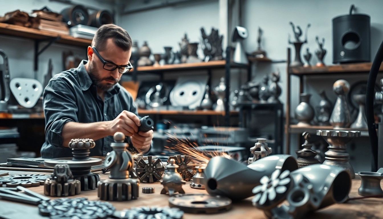 Custom metal fabrication showcasing intricate craftsmanship in a professional workshop.