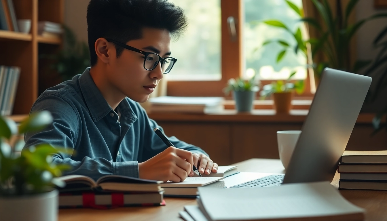 Pay someone to take toefl while a student studies diligently in a warm, inviting setting.