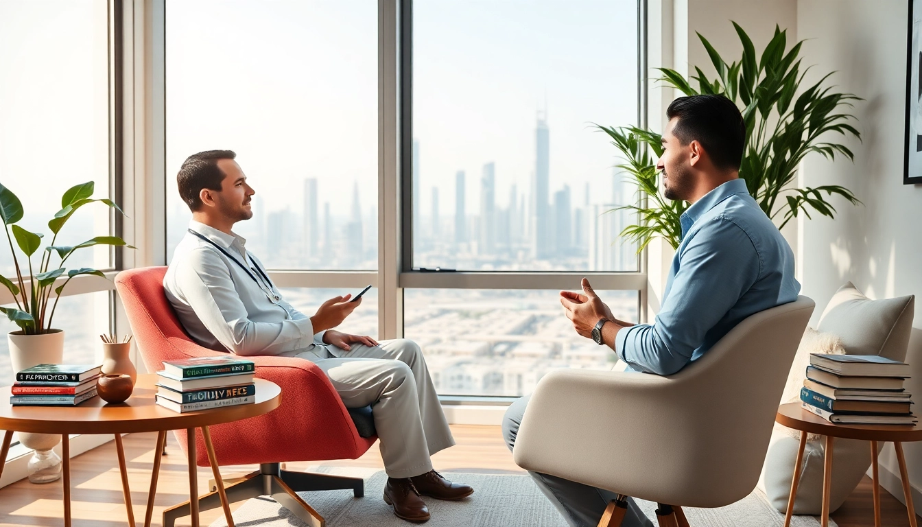 Psychiatrist Dubai providing a welcoming environment in a modern therapy room.