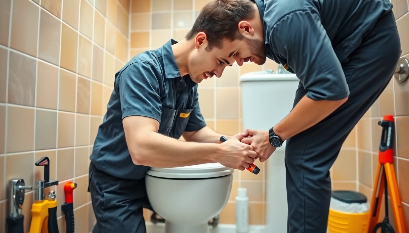 Skilled Bristol plumber fixing toilet installation in a modern bathroom setting.