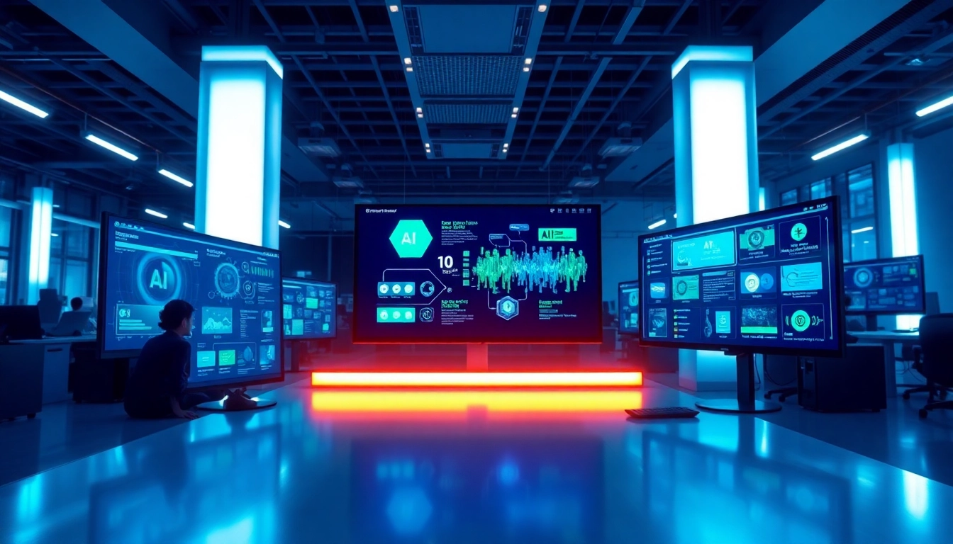Showcasing the ai tool marketplace with diverse AI applications in a modern workspace.