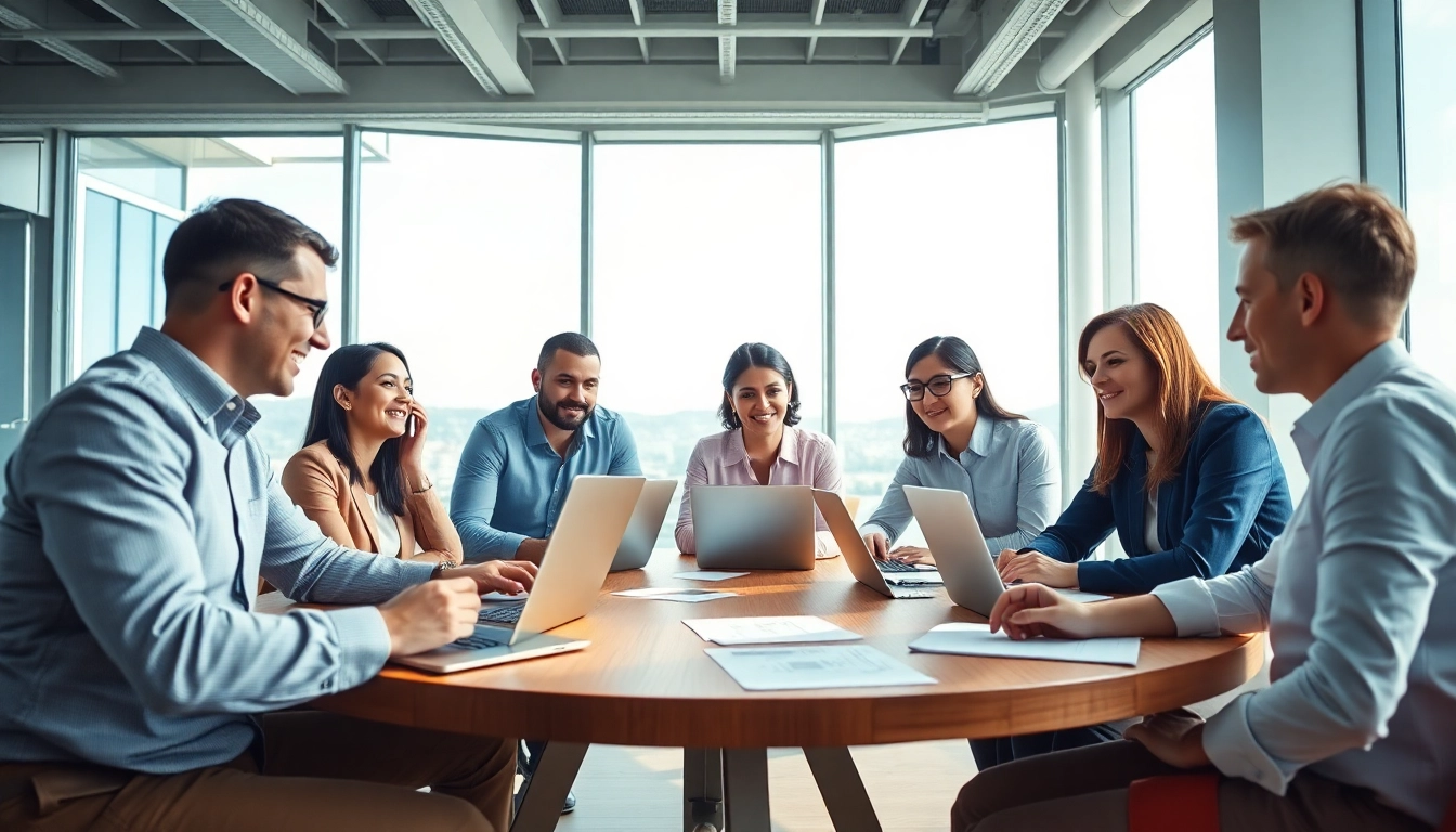 Engaged team collaborating on https://fhpts.com in a bright modern office setting.