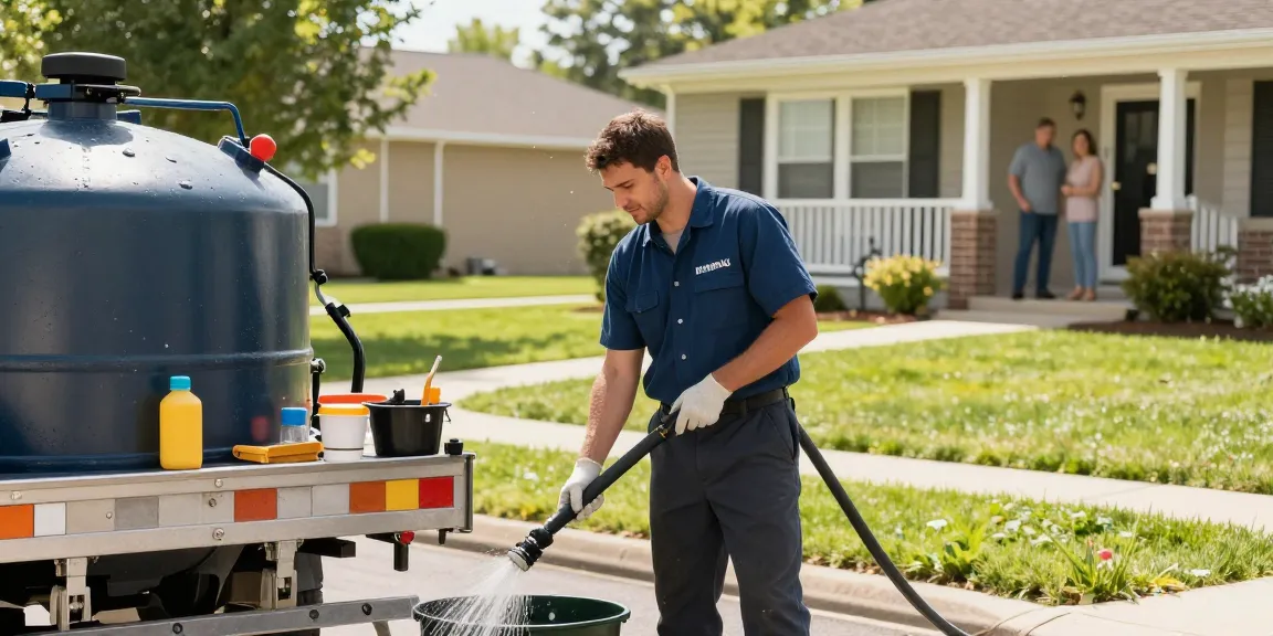 Septic cleaning by trusted local provider in professional uniform