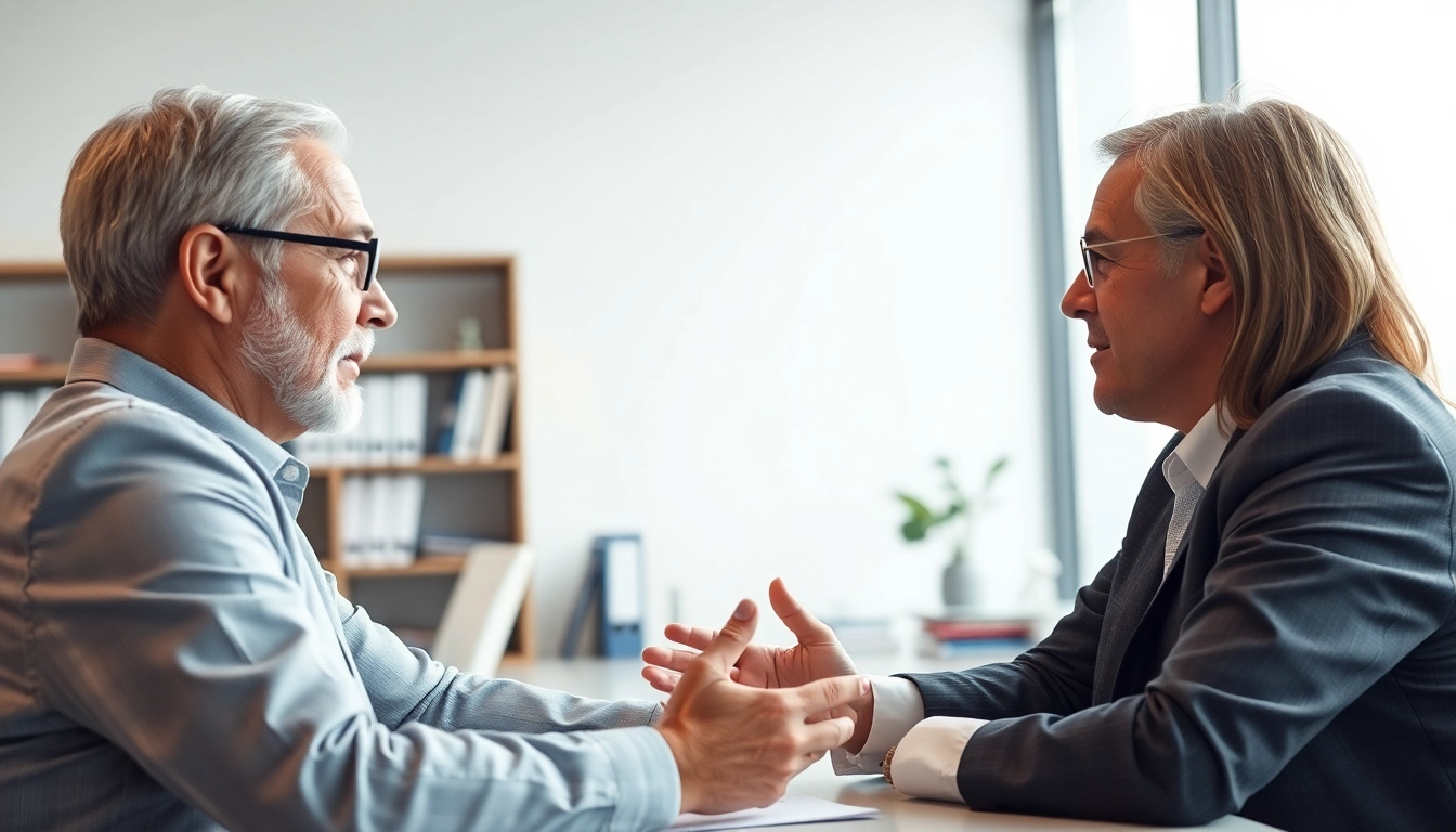 Clearwater truck accident attorney consulting with a client in a professional setting, showcasing dedication and expertise.