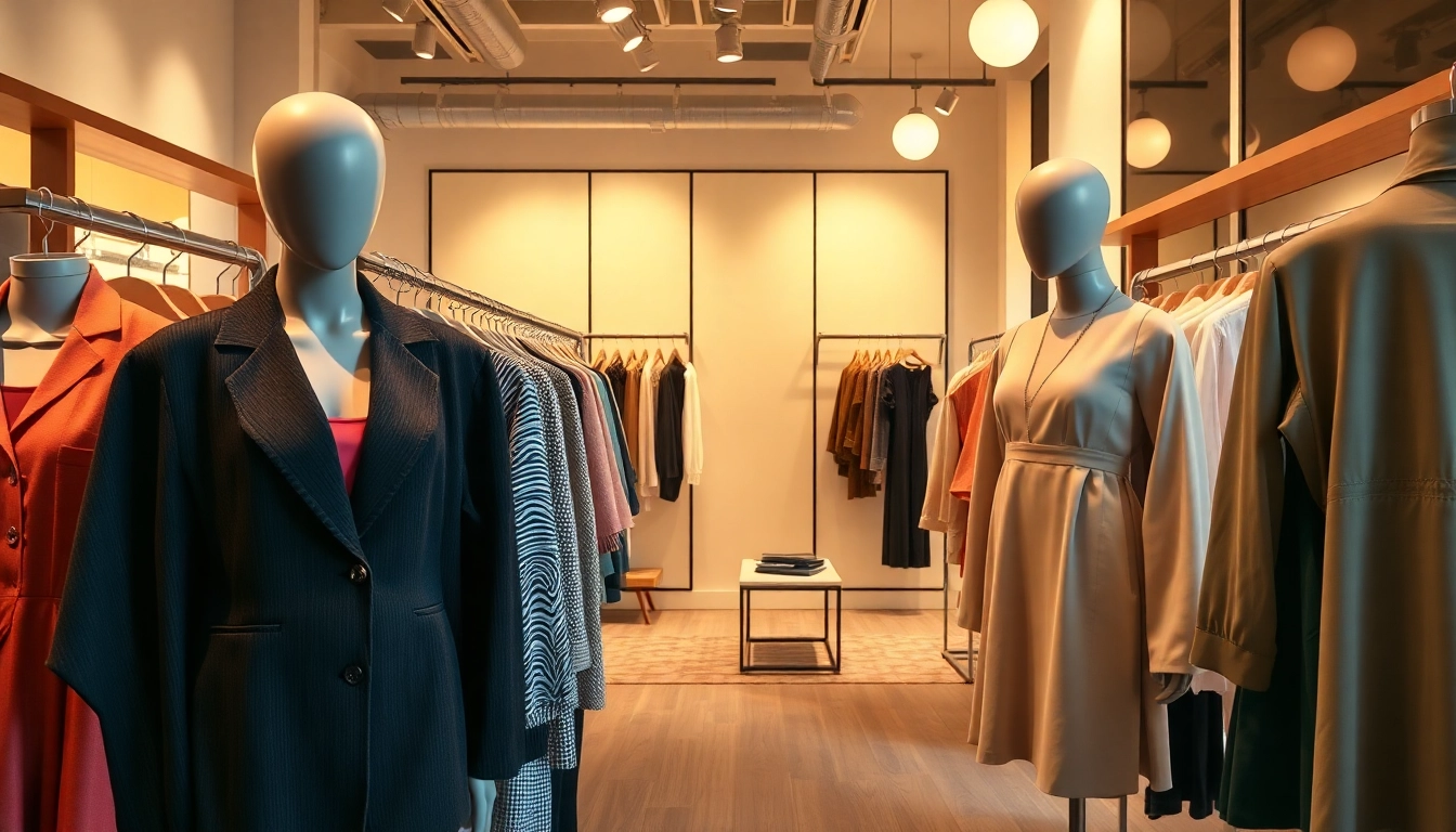 Showcasing stylish clothing from https://www.northernfashions.com in an elegant boutique setting.