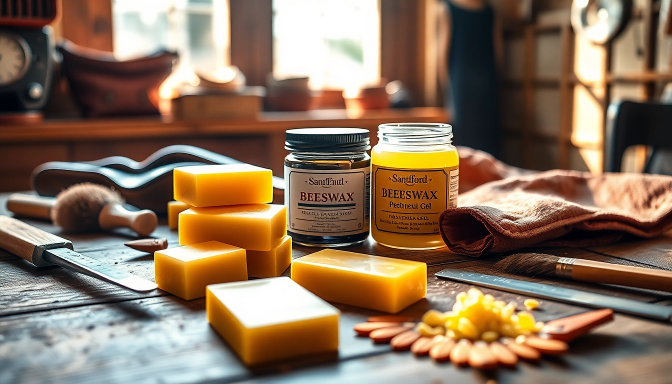 Comparative display of Beeswax vs. Petroleum-based leather dressings showcasing natural and synthetic options for leather care.