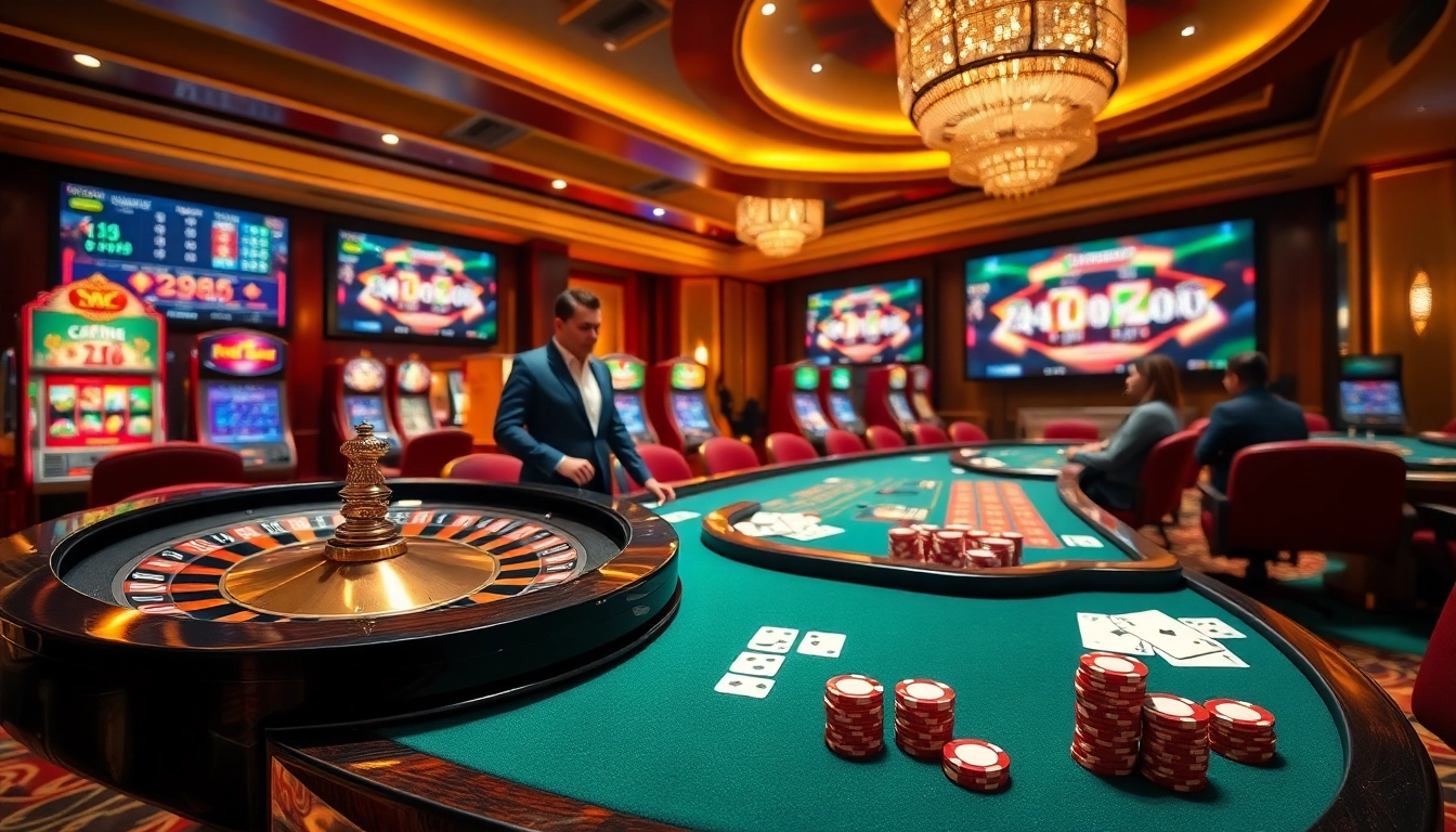 Experience excitement at RR88 casino with a roulette wheel and poker chips.