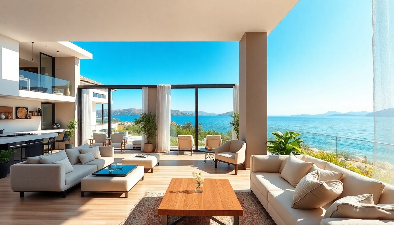 Showcasing luxurious real estate alanya properties in a picturesque setting by the coast.