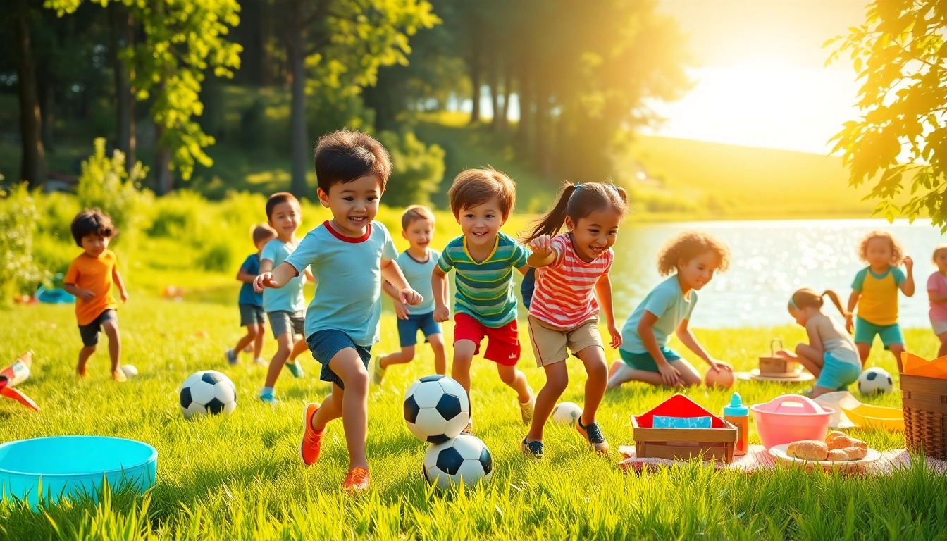 Engaging children participating in activities at a coed summer camp under sunny skies.