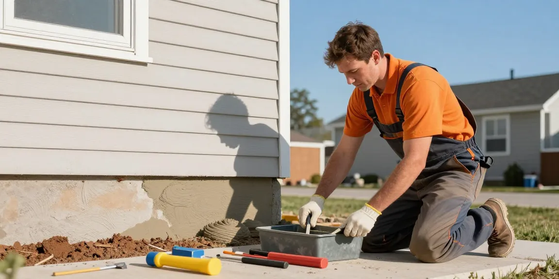 Parging repair Regina by trusted provider, professional contractor applying expert parging service on foundation, enhancing local homes.