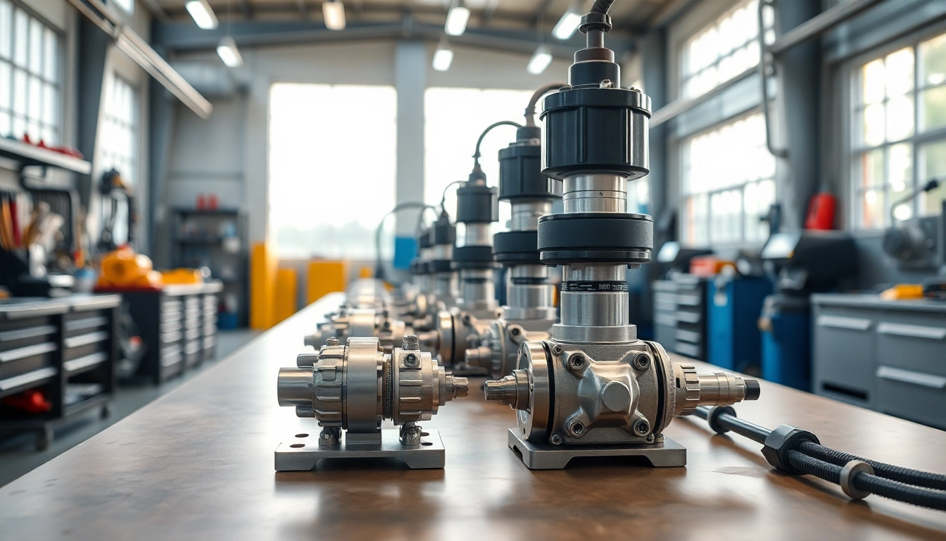 Showcasing fluid power systems components on a workbench, highlighting mechanical efficiency and precision.