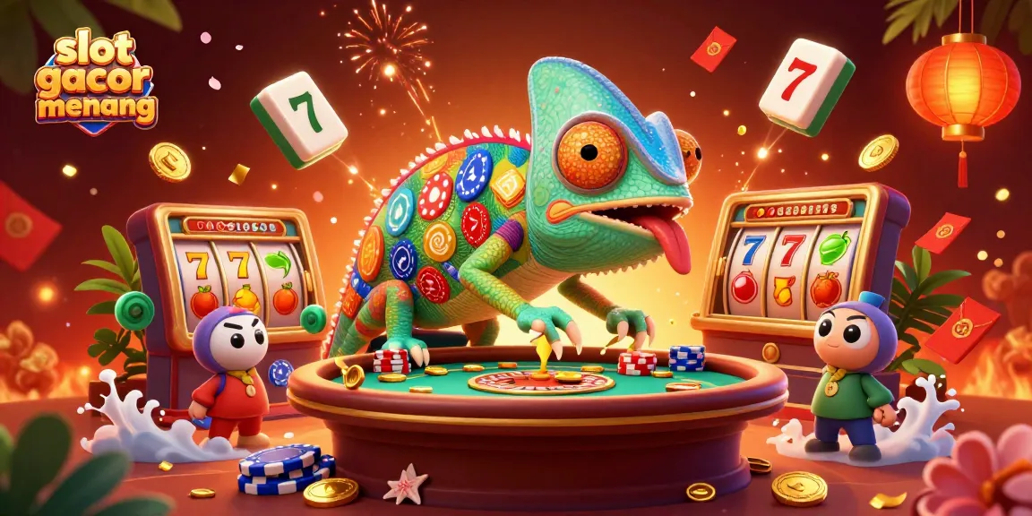 Experience the thrill of slot gacor gampang menang with a vibrant 3D casino illustration showcasing lively characters and game elements.