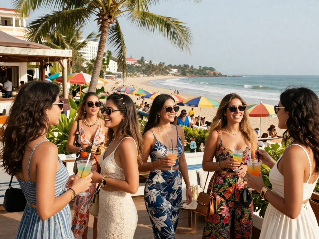 Goa call girls enjoying a vibrant beachside atmosphere in Goa.