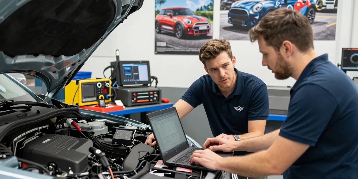 Chiptuning Hannover: Mechaniker erklärt Fahrzeugoptimierung und Dienstleistungen in einer modernen Werkstatt