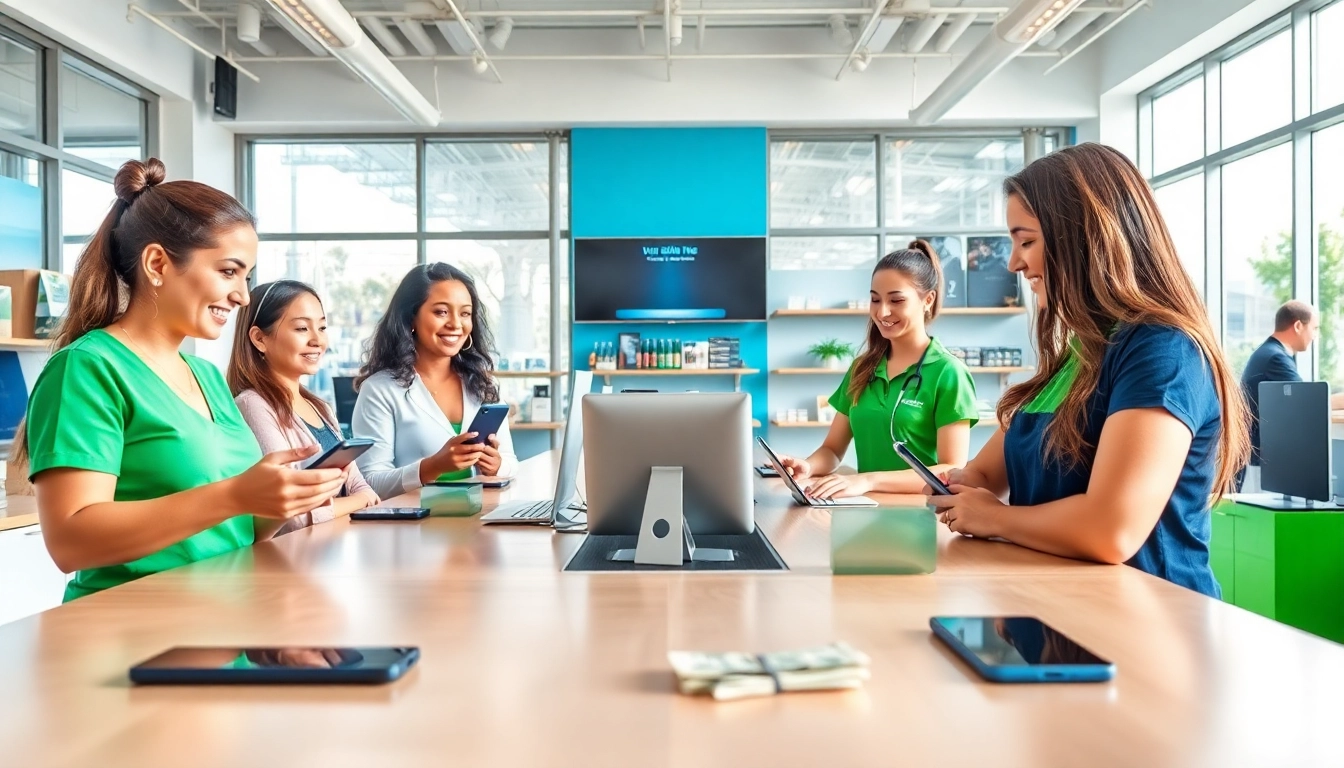 Exchange cash for phones Alexander AR service with friendly staff assisting customers.