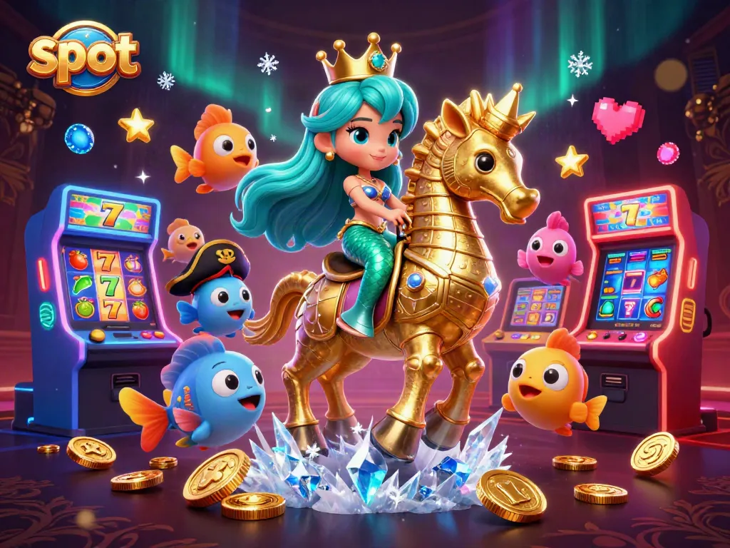 Spin vibrant slot reels featuring a mermaid princess in a colorful underwater scene.