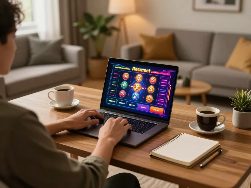 Engaged in LOTO 188 online gaming, a player reviews strategy notes while using a laptop for an interactive experience.