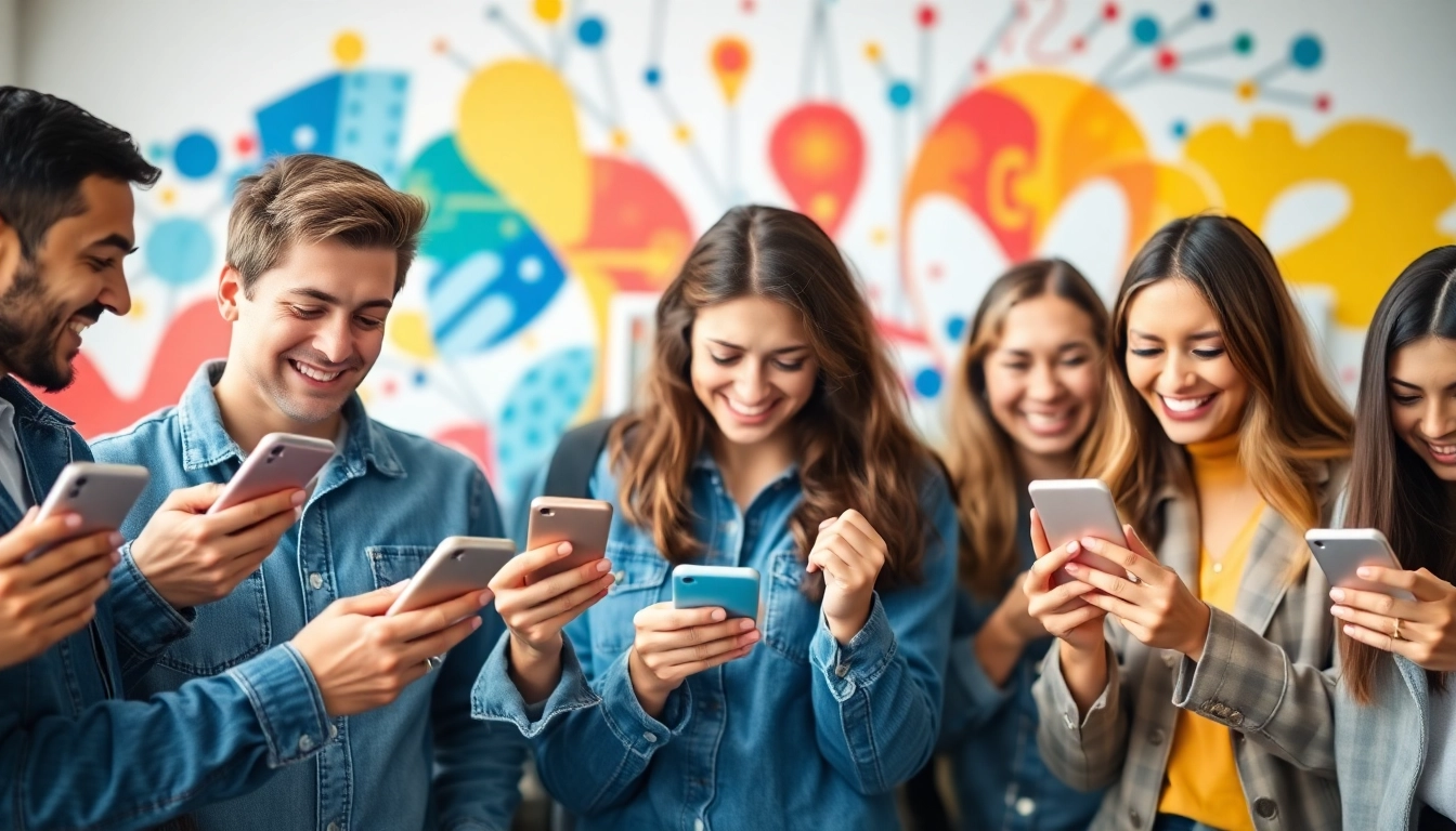 インスタ いいね 購入を楽しむ若者たちのシーン
