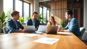 Startup fractional CFO advising business team during a financial strategy meeting.