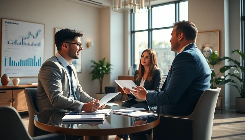 Expert in wealth management San Antonio advising clients in a modern office.