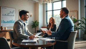 Expert in wealth management San Antonio advising clients in a modern office.