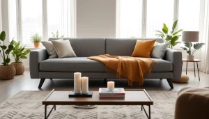 Stylish sofa beds enhancing a modern living room with cozy decor and natural light.