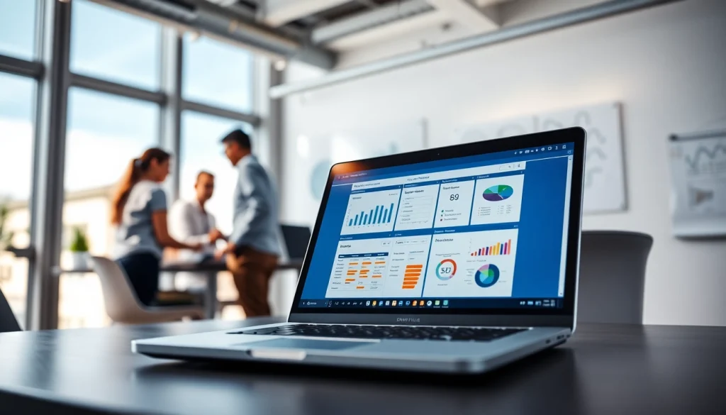 Engaged team using order processing software in a collaborative office space with modern technology.