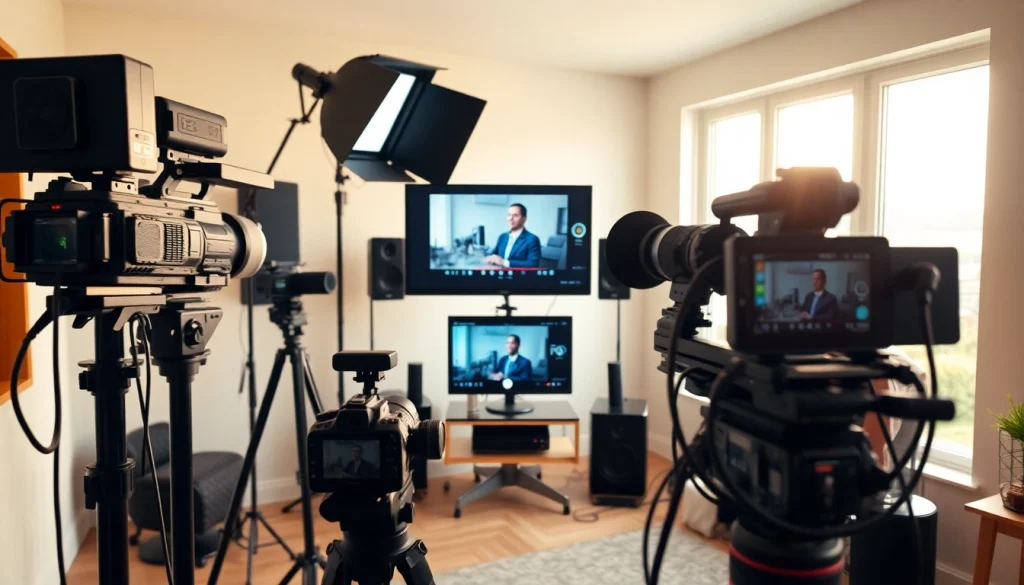 Capture high-quality video capture in a modern studio with professional equipment and clear lighting.
