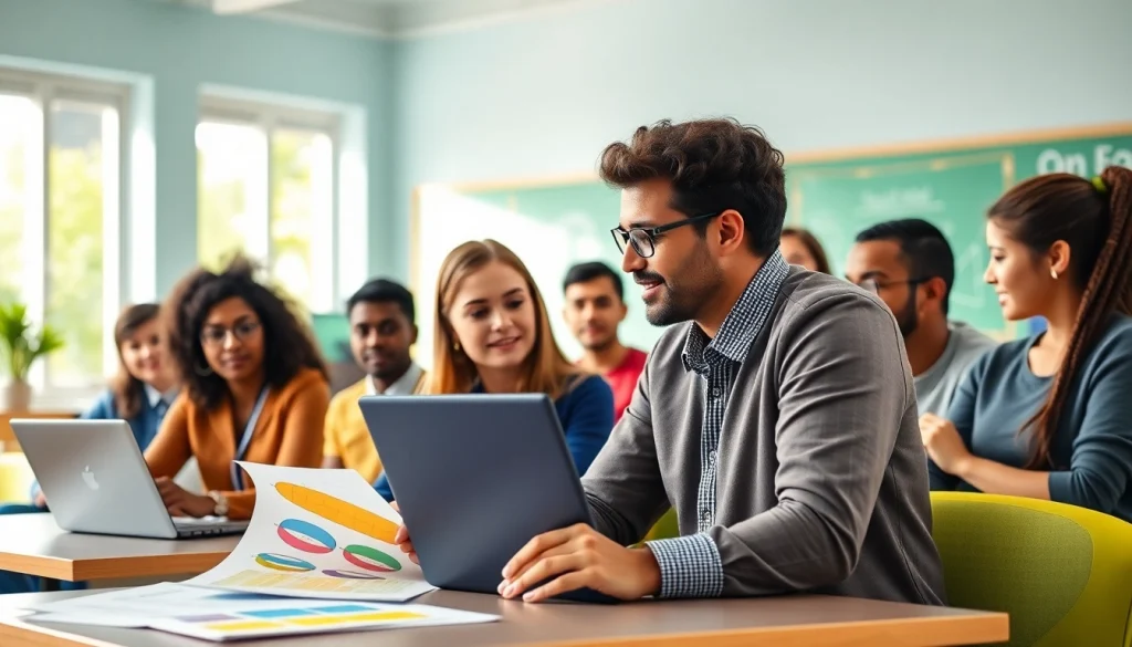 Engaged students learning in a vibrant classroom environment focusing on Education.