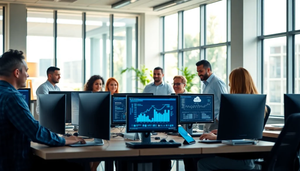 Engaged professionals collaborating in a modern office showcasing Managed IT Services Tampa solutions.