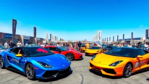 Experience the excitement at the Auto Cars Show featuring a lineup of vibrant vehicles.