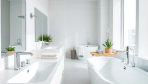 Sonni sanitär Produkte in einem modernen Badezimmer, das stilvolle Badmöbel und Accessoires präsentiert.