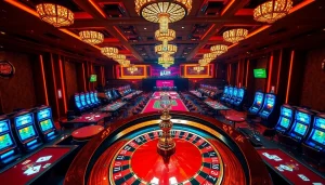 Experience the thrill of winning at the vibrant scene of https://mm88.directory/, showcasing gambling with roulette and poker chips.