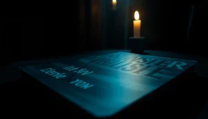 Read a gripping thriller book with mysterious shadows and dramatic lighting.