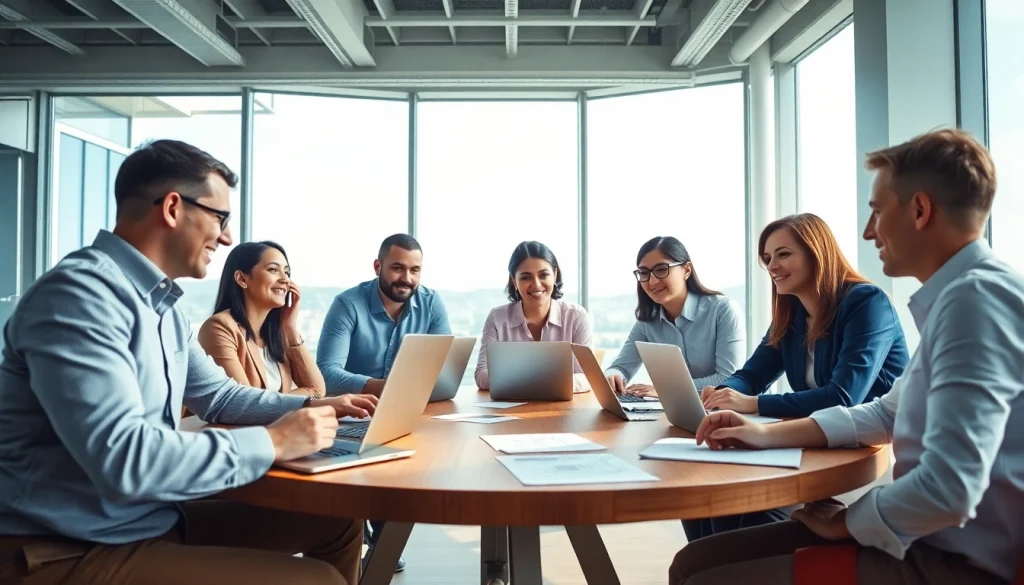 Engaged team collaborating on https://fhpts.com in a bright modern office setting.