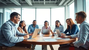 Engaged team collaborating on https://fhpts.com in a bright modern office setting.
