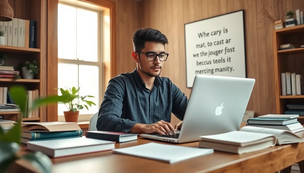 Enhance your studies with affordable writing services in a cozy, modern workspace.