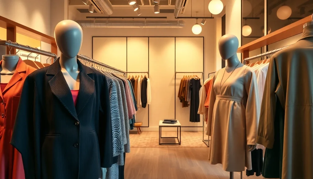 Showcasing stylish clothing from https://www.northernfashions.com in an elegant boutique setting.