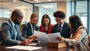 Dispute resolution lawyers Delhi discussing case strategies in a modern office.